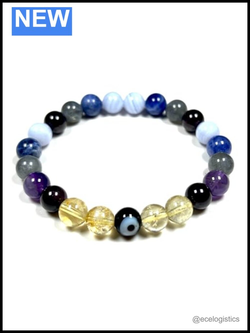 Crystals Anxiety Stretch Bracelet 8mm Beads 7.5 Inch